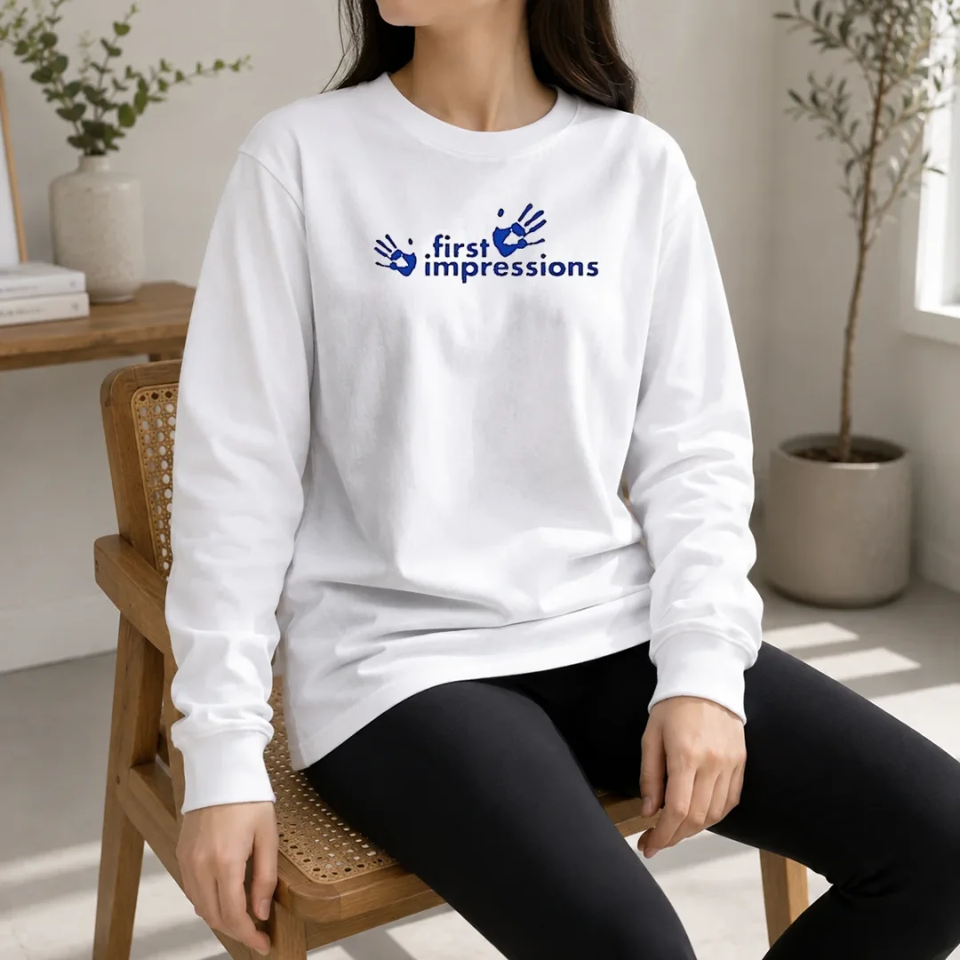 hot-funny-first-impressions-handprint-logo-long-sleeve-shirt Hot Funny First Impressions Handprint Logo Long Sleeve Shirt