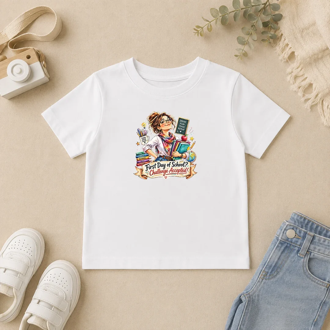 Hot Good Humorous Watercolor First Day Of School Teacher For Woman Kids T Shirt Hot Good Humorous Watercolor First Day Of School Teacher For Woman Kids T-Shirt