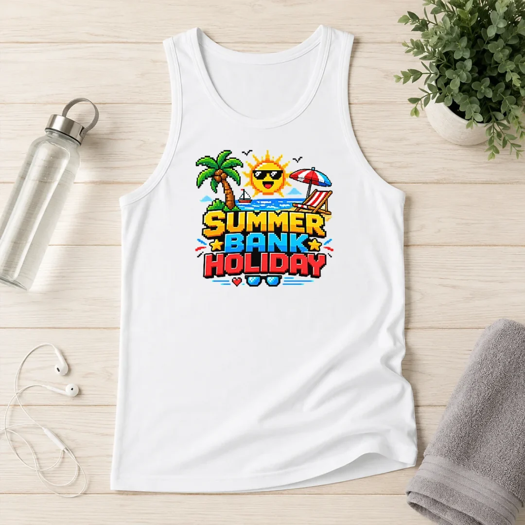 hot-good-pixel-art-summer-bank-holiday-beach-retro-game-tank-top Hot Good Pixel Art Summer Bank Holiday Beach Retro Game Tank Top