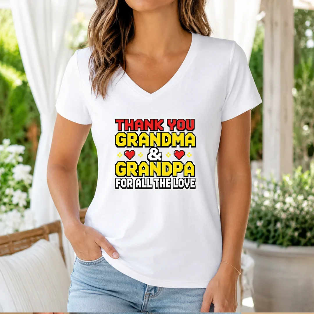 hot-grandparents-day-appreciation-gift-family-love-v-neck-shirt Hot Grandparents Day Appreciation Gift Family Love V-Neck Shirt