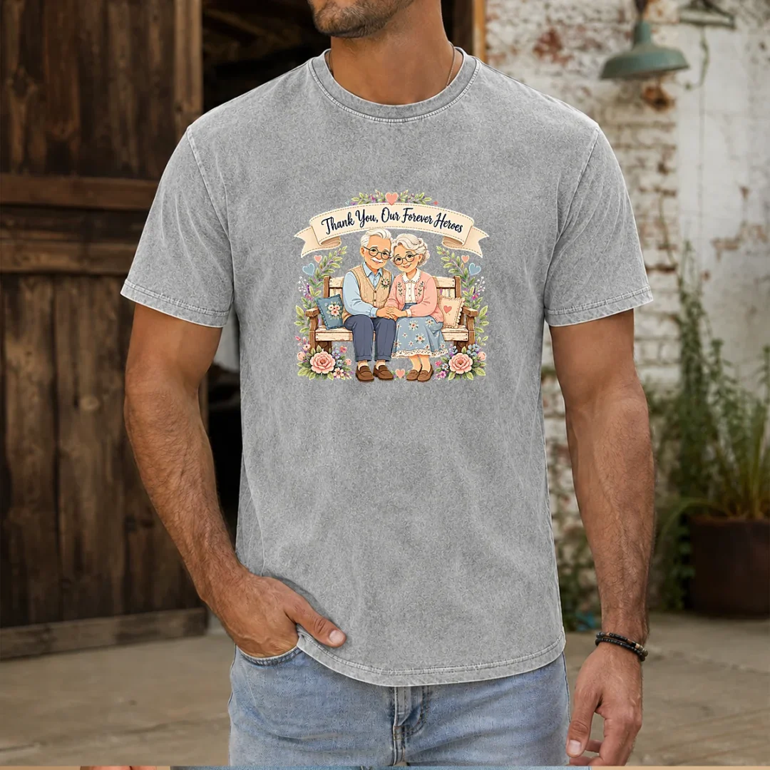 hot-grandparents-day-forever-heroes-vector-washed-t-shirt Hot Grandparents Day Forever Heroes Vector Washed T-Shirt