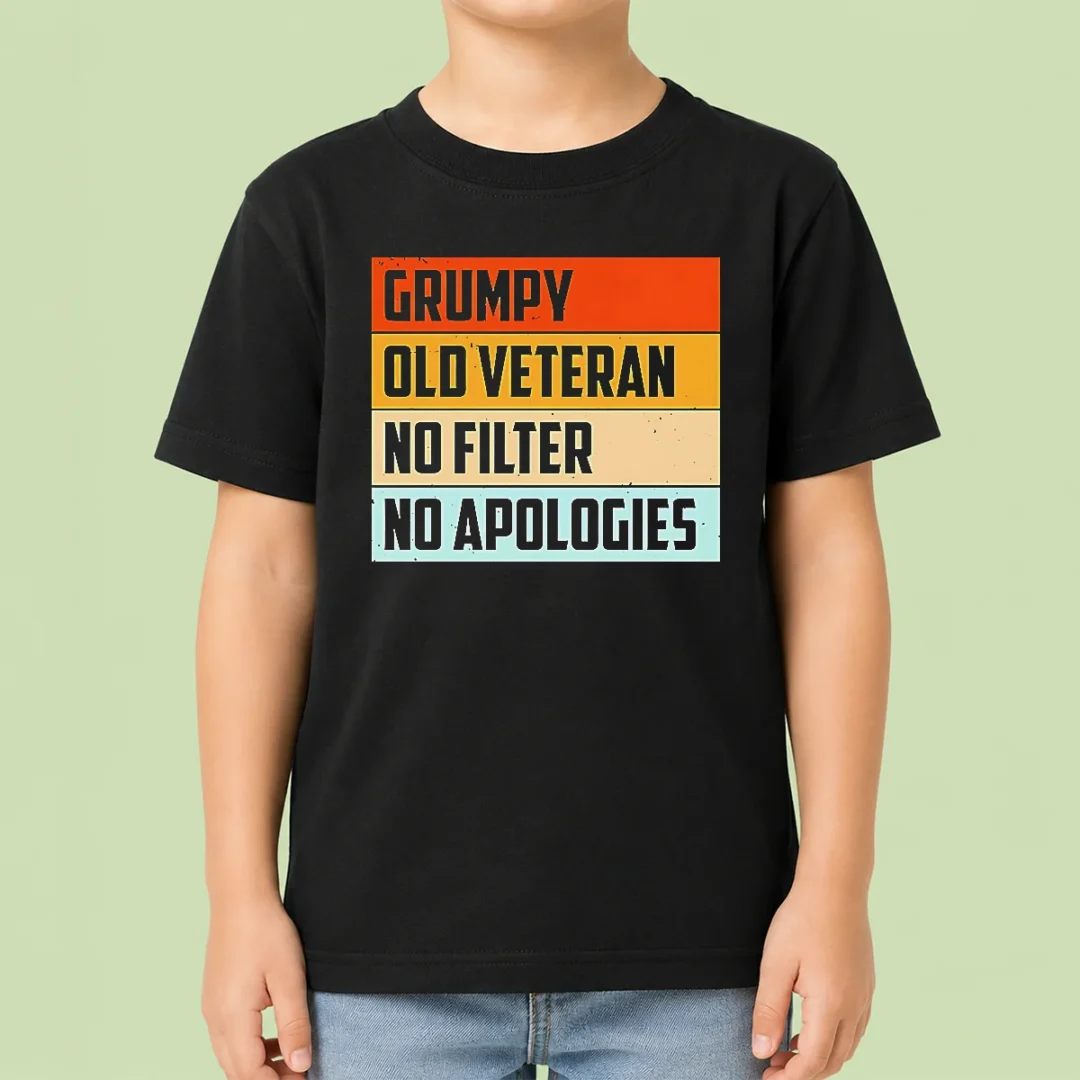 hot-grumpy-old-veteran-no-filter-no-apologies-retro-kids-t-shirt Hot Grumpy Old Veteran No Filter No Apologies Retro Kids T-Shirt