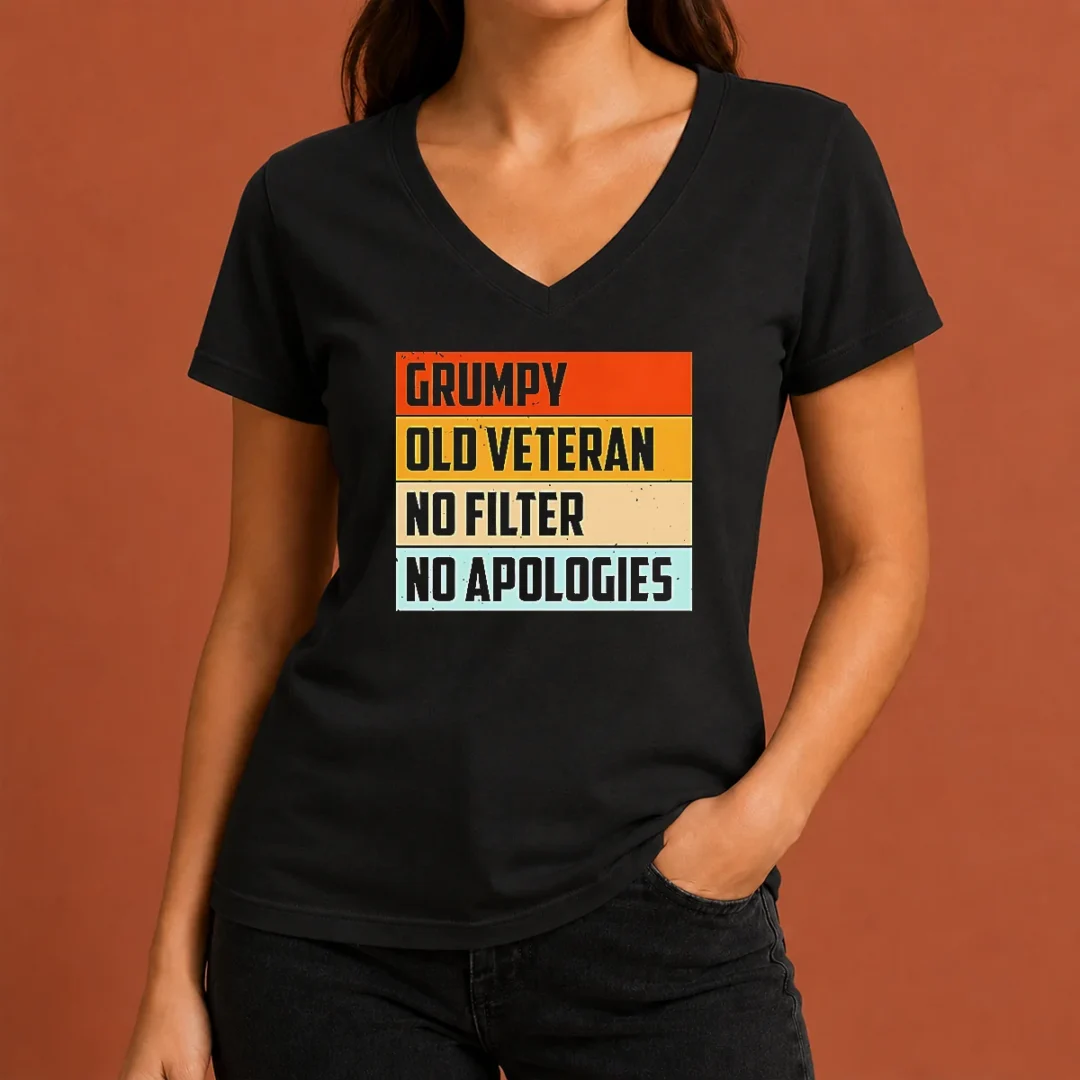hot-grumpy-old-veteran-no-filter-no-apologies-retro-v-neck-shirt Hot Grumpy Old Veteran No Filter No Apologies Retro V-Neck Shirt