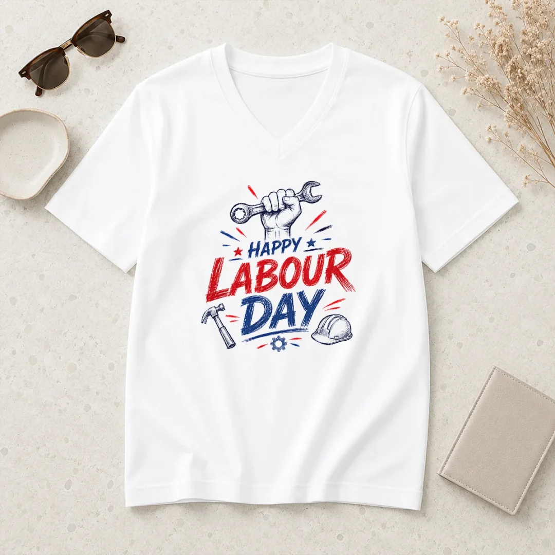 hot-happy-labour-day-sketch-hand-wrench-hammer-tools-v-neck-shirt Hot Happy Labour Day Sketch Hand Wrench Hammer Tools V-Neck Shirt