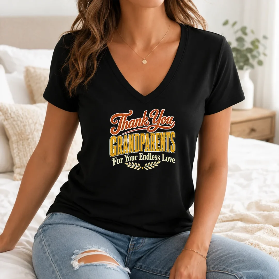 Hot Nice Grandparents Day Thank You Heartfelt Vector V Neck Shirt Hot Nice Grandparents Day Thank You Heartfelt Vector V-Neck Shirt