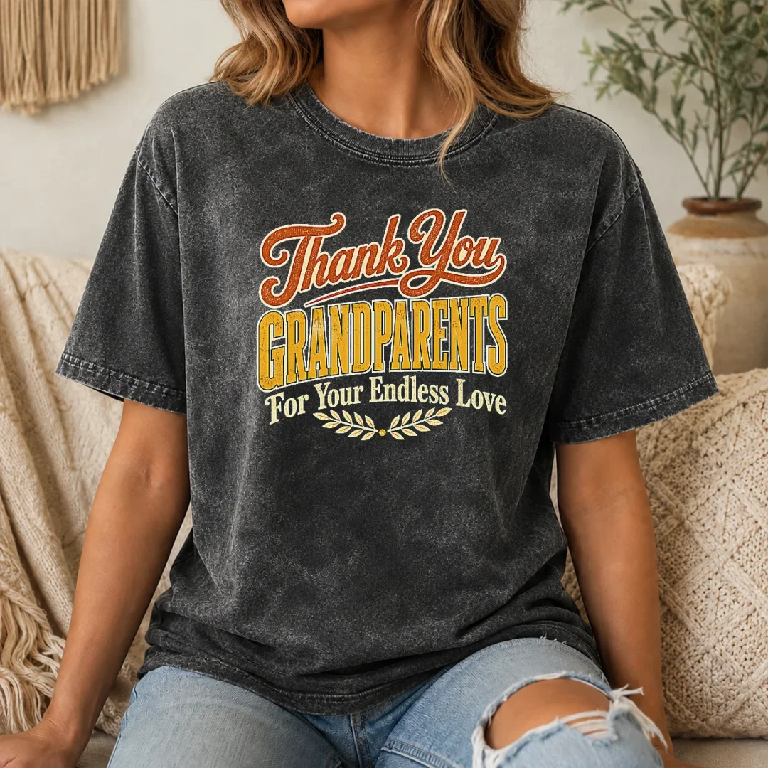 Hot Nice Grandparents Day Thank You Heartfelt Vector Washed T Shirt Hot Nice Grandparents Day Thank You Heartfelt Vector Washed T-Shirt