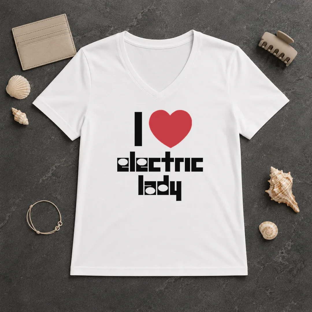Hot Nice I Love Electric Lady Jimi Hendrix Rock Music V Neck Shirt Hot Nice I Love Electric Lady Jimi Hendrix Rock Music V-Neck Shirt