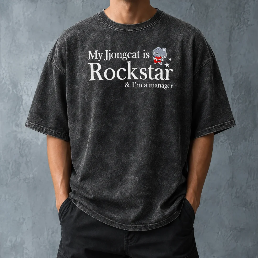 hot-nice-my-jjongcat-is-rockstar-and-i-m-a-manager-washed-t-shirt-washed-tshirt Hot Nice My Jjongcat Is Rockstar And I'M A Manager Washed T-Shirt