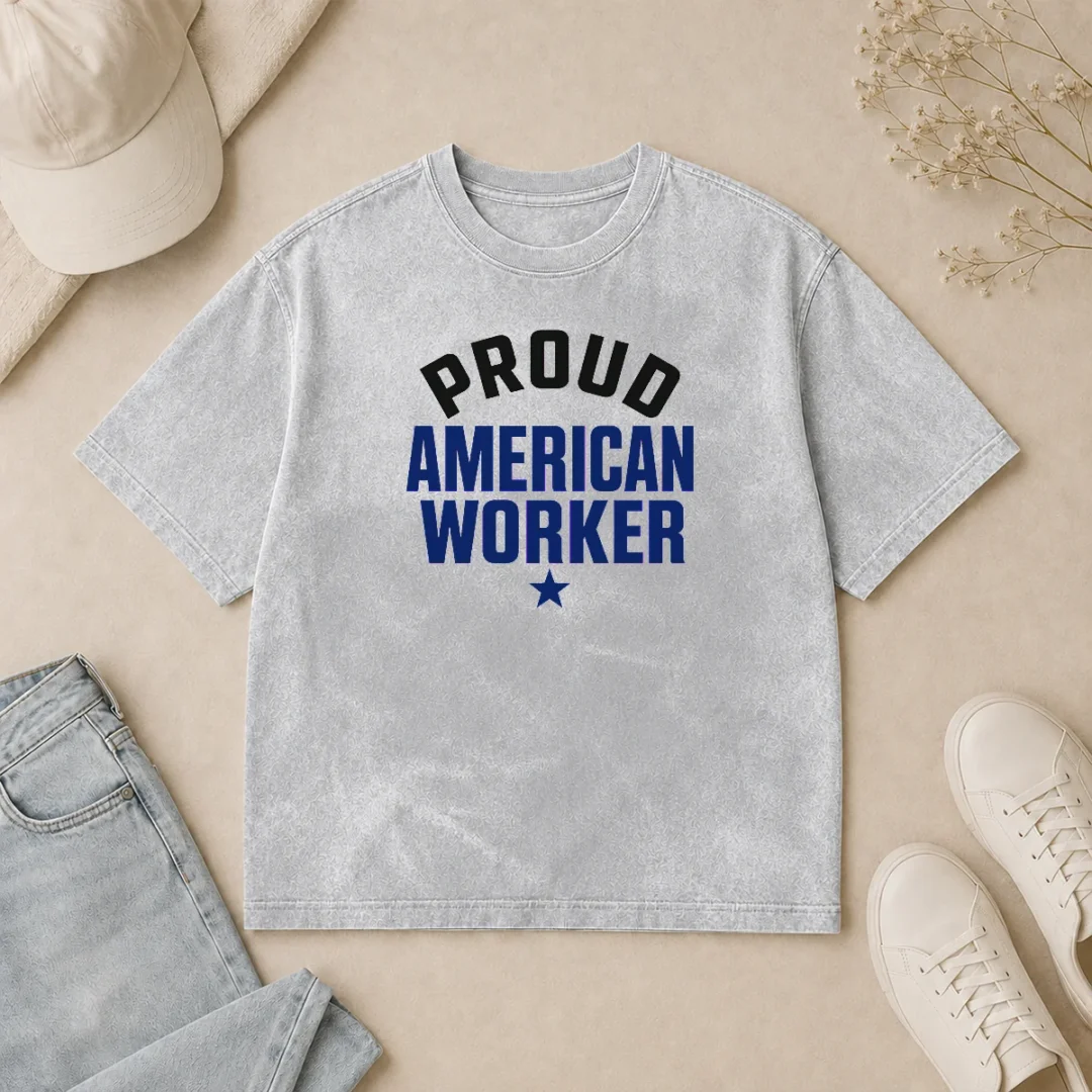 Hot Official Labour Day Proud American Worker Minimalist Washed T Shirt Hot Official Labour Day Proud American Worker Minimalist Washed T-Shirt