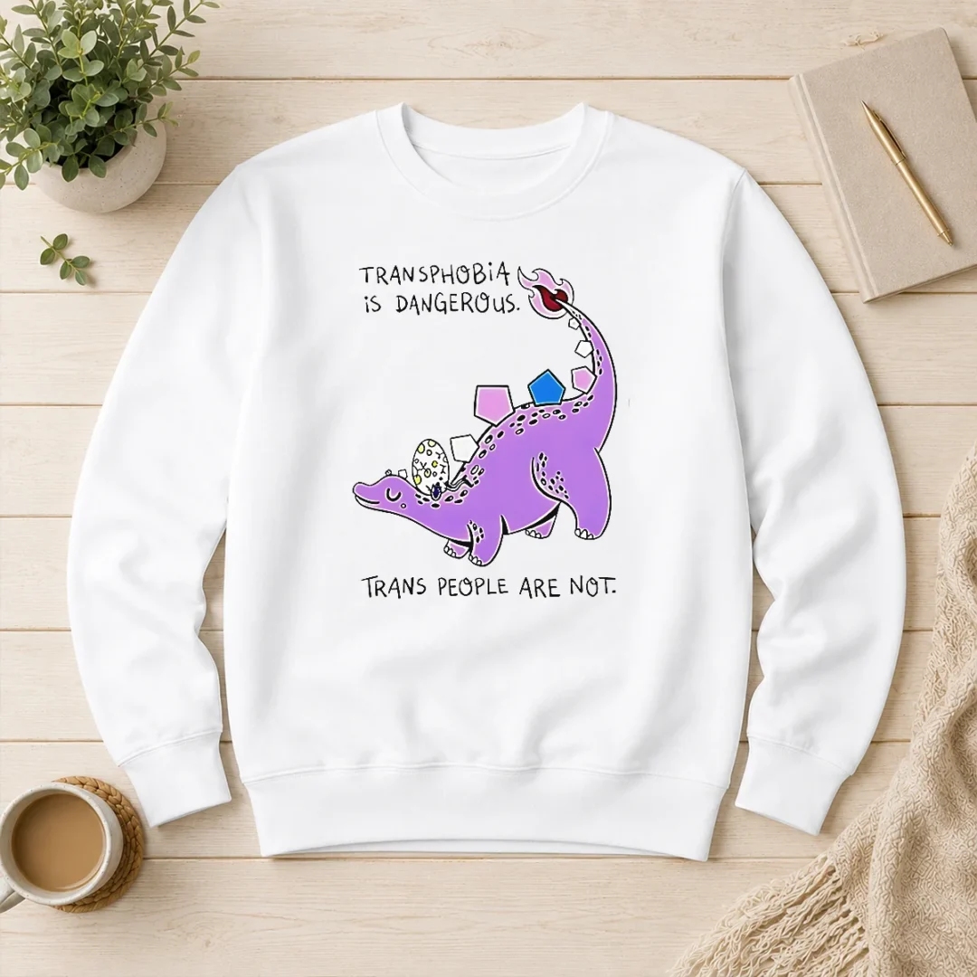 hot-official-transphobia-is-dangerous-trans-people-are-not-dinosaur-activism-equality-sweater Hot Official Transphobia Is Dangerous Trans People Are Not Dinosaur Activism Equality Sweater