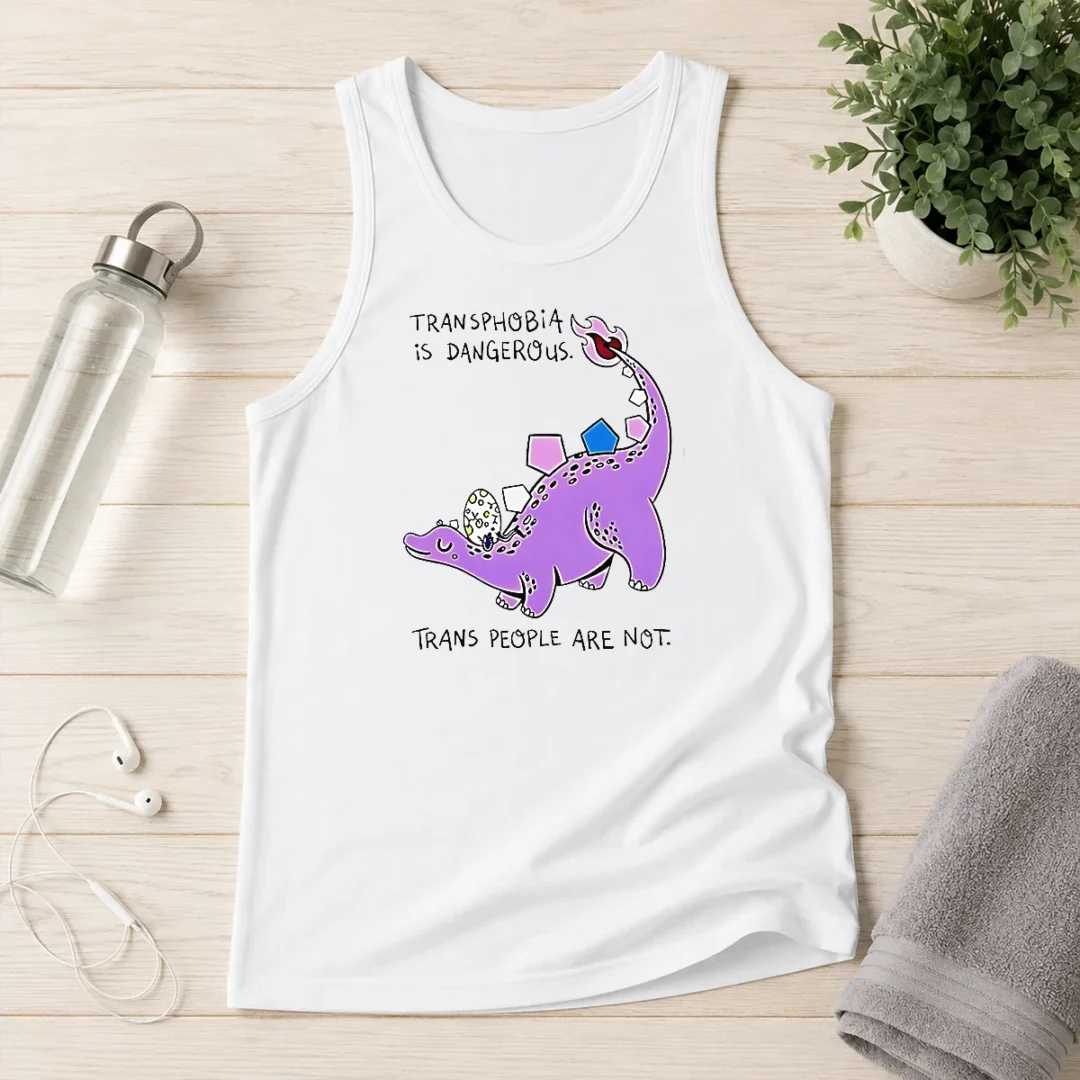 hot-official-transphobia-is-dangerous-trans-people-are-not-dinosaur-activism-equality-tank-top Hot Official Transphobia Is Dangerous Trans People Are Not Dinosaur Activism Equality Tank Top
