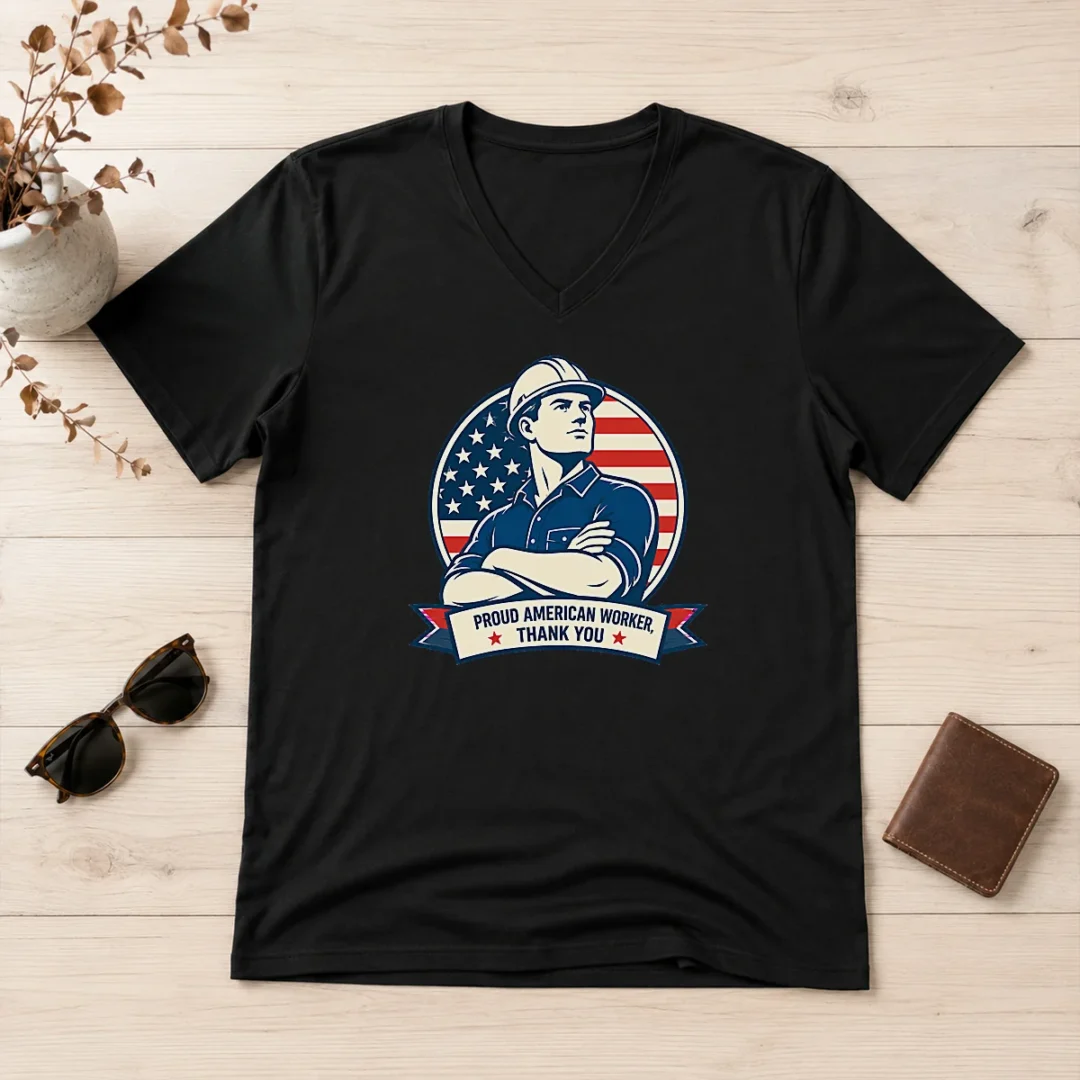 hot-original-labour-day-minimalist-proud-american-worker-v-neck-shirt-1 Hot Original Labour Day Minimalist Proud American Worker V-Neck Shirt