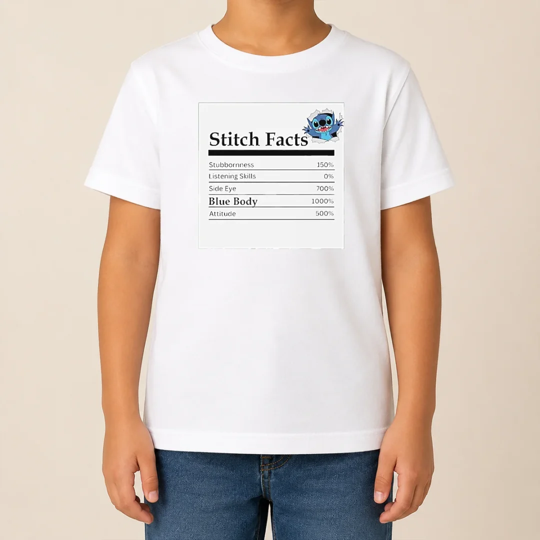 Hot Original Stitch Facts Stubbornness Listening Skills Side Eye Blue Body Attitude Kids T Shirt Hot Original Stitch Facts Stubbornness Listening Skills Side Eye Blue Body Attitude Kids T-Shirt