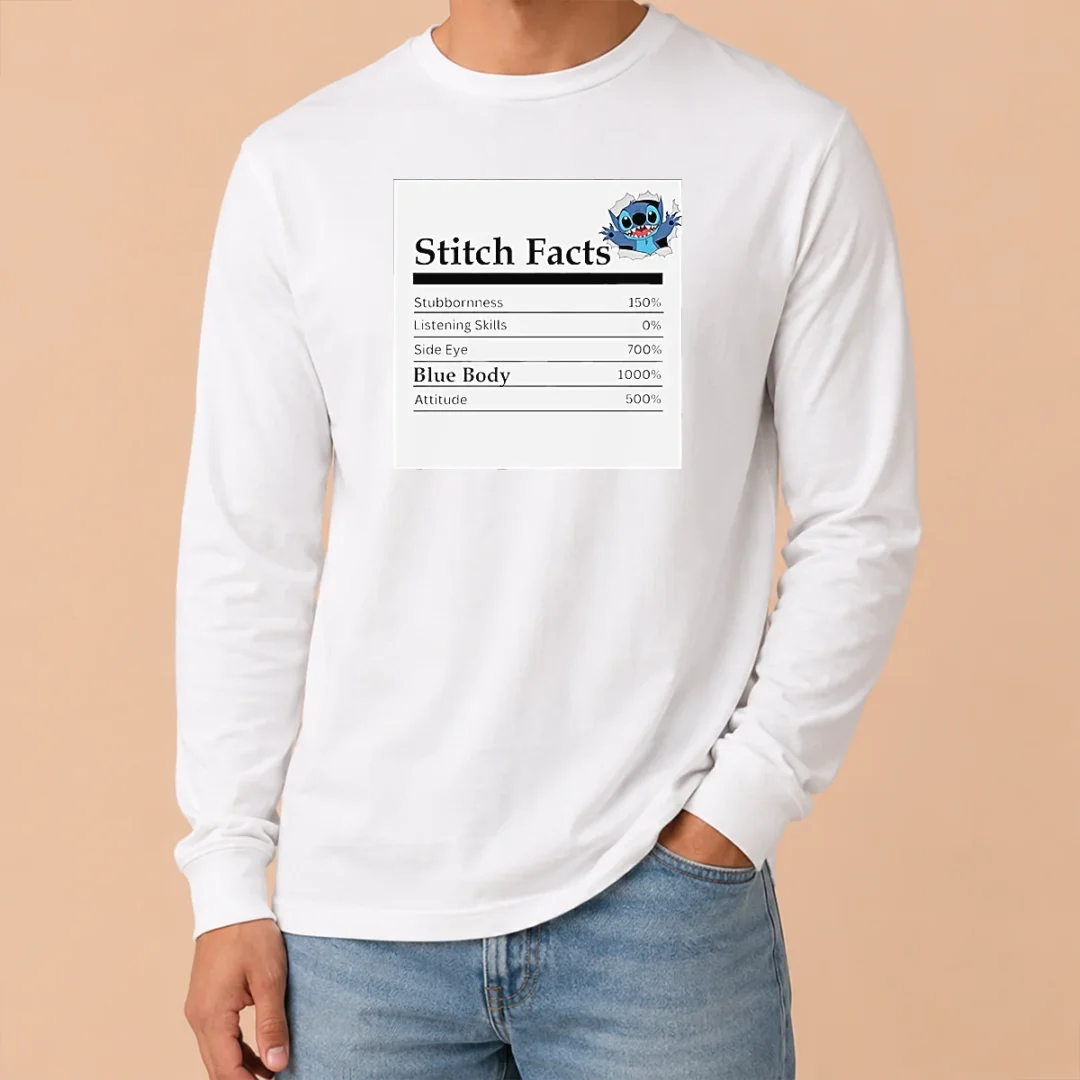 Hot Original Stitch Facts Stubbornness Listening Skills Side Eye Blue Body Attitude Long Sleeve Shirt Hot Original Stitch Facts Stubbornness Listening Skills Side Eye Blue Body Attitude Long Sleeve Shirt