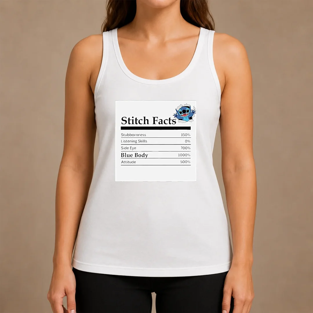 Hot Original Stitch Facts Stubbornness Listening Skills Side Eye Blue Body Attitude Tank Top Hot Original Stitch Facts Stubbornness Listening Skills Side Eye Blue Body Attitude Tank Top