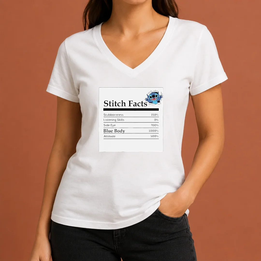 Hot Original Stitch Facts Stubbornness Listening Skills Side Eye Blue Body Attitude V Neck Shirt Hot Original Stitch Facts Stubbornness Listening Skills Side Eye Blue Body Attitude V-Neck Shirt