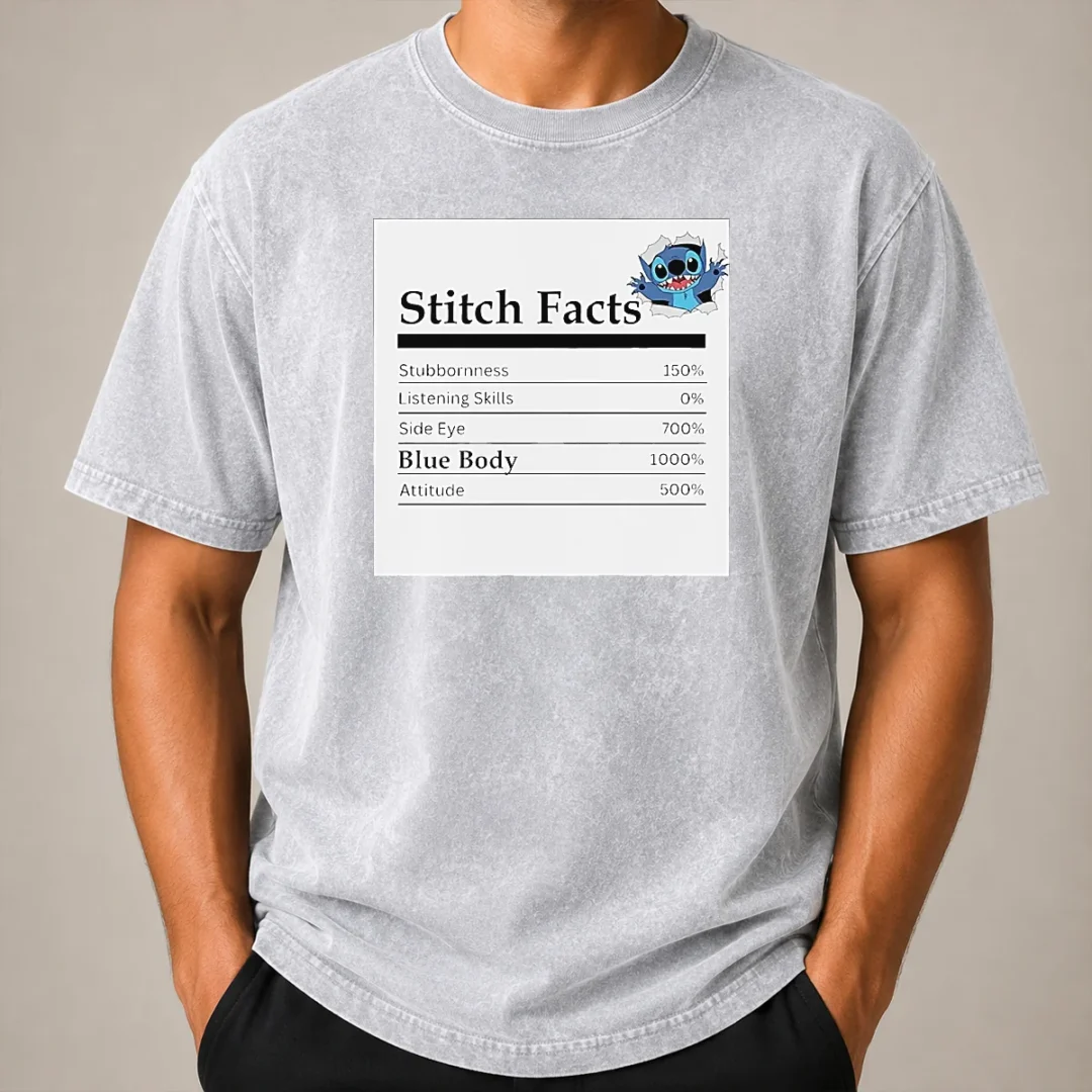 Hot Original Stitch Facts Stubbornness Listening Skills Side Eye Blue Body Attitude Washed T Shirt Hot Original Stitch Facts Stubbornness Listening Skills Side Eye Blue Body Attitude Washed T-Shirt