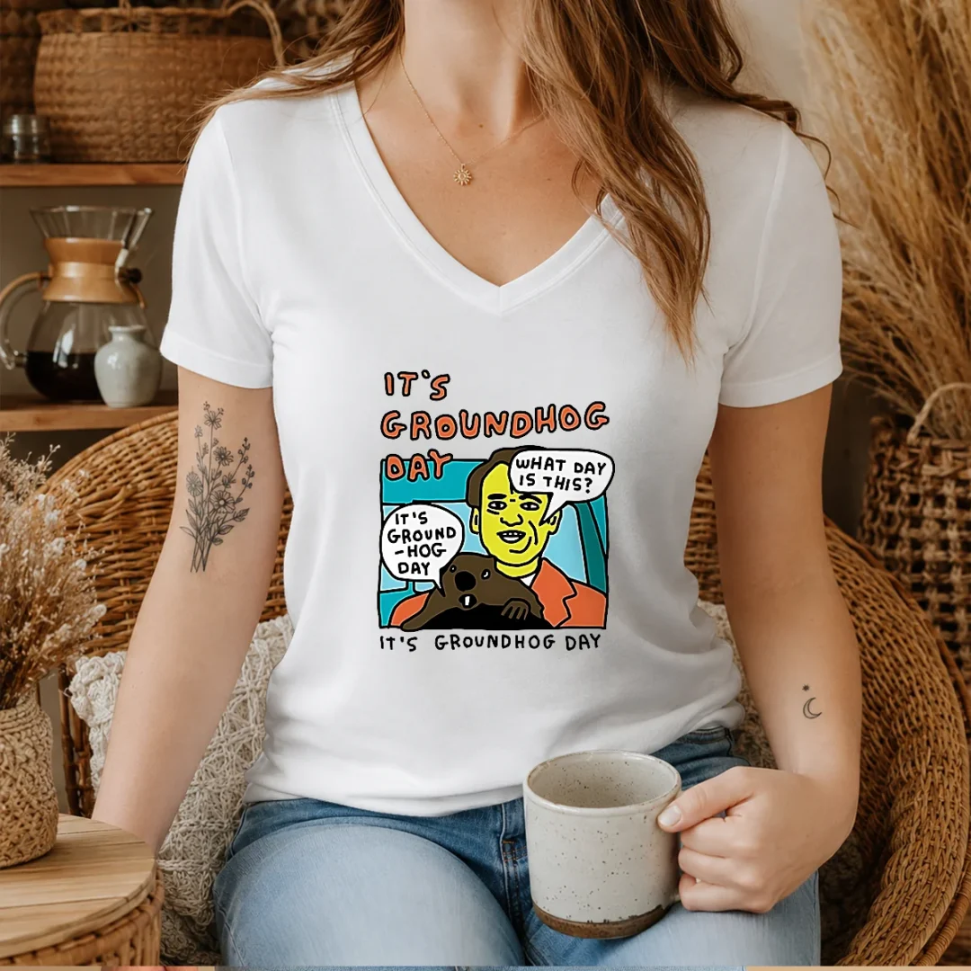 hot-phil-connors-groundhog-day-it-is-groundhog-day-what-day-is-this-v-neck-shirt Hot Phil Connors Groundhog Day It Is Groundhog Day What Day Is This V-Neck Shirt