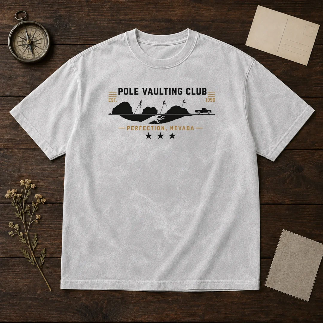 hot-poler-vaulting-club-perfection-nevada-geek-washed-t-shirt Hot Poler Vaulting Club Perfection Nevada Geek Washed T Shirt in soft, faded fabric with short sleeves and crew neck