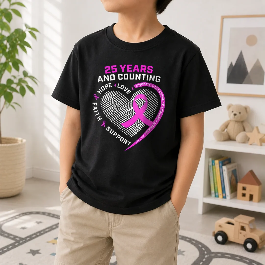 hot-premium-25-years-and-counting-hope-love-breast-cancer-kids-t-shirt-kid-t-shirt Hot Premium 25 Years And Counting Hope Love Breast Cancer Kids T-Shirt