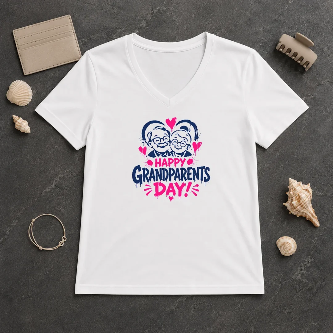 Hot Premium Happy Grandparents Day Grunge Paint Splatter Heart V Neck Shirt Hot Premium Happy Grandparents Day Grunge Paint Splatter Heart V-Neck Shirt