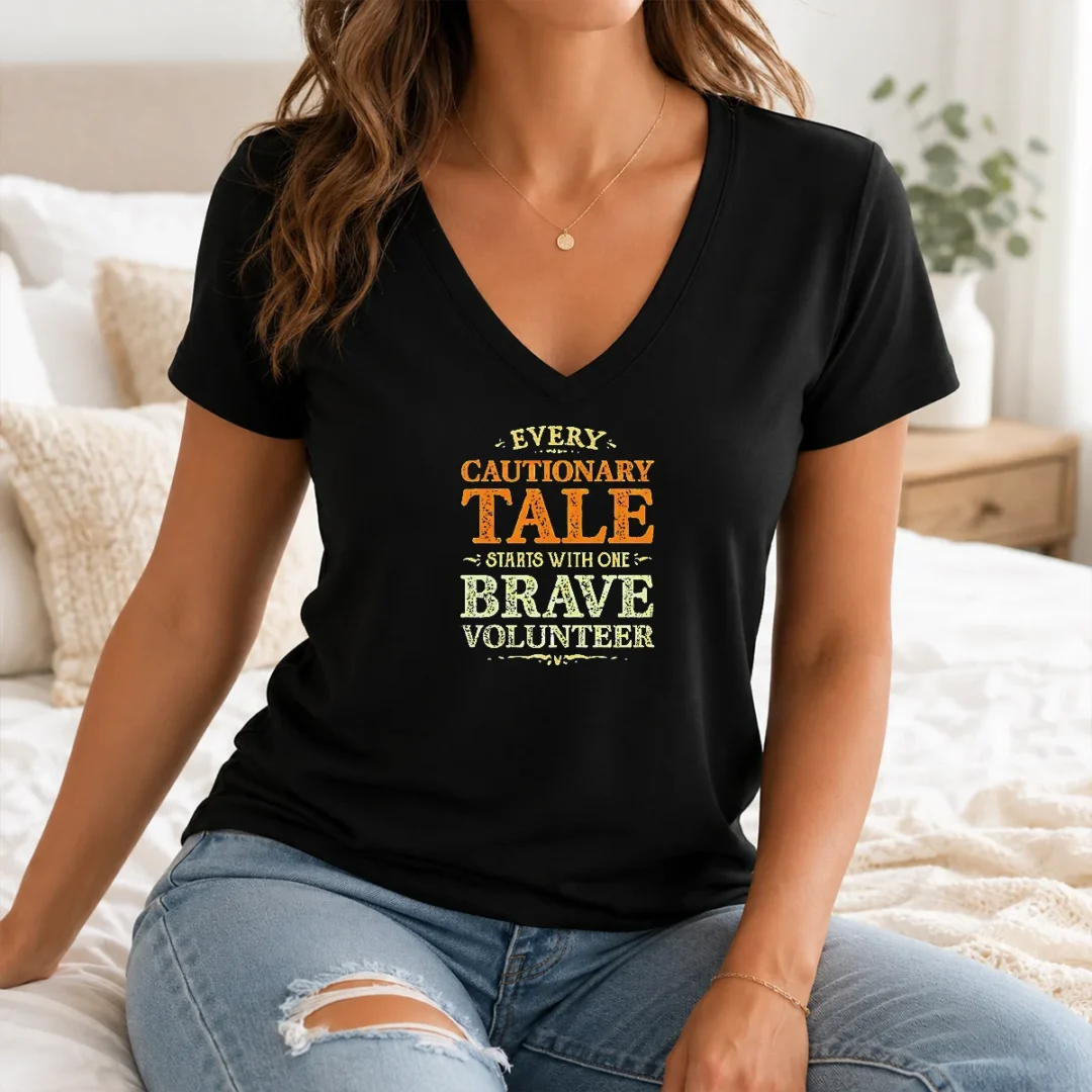 Hot Pretty Every Cautionary Tale Starts With One Brave Volunteer V Neck Shirt Hot Pretty Every Cautionary Tale Starts With One Brave Volunteer V-Neck Shirt