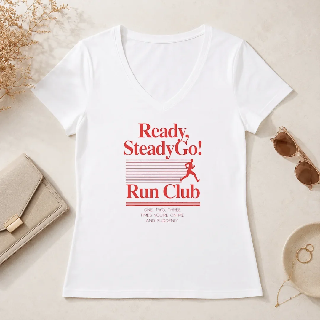 Hot Pretty Ready Steadygo Run Club Running V Neck Shirt Hot Pretty Ready Steadygo Run Club Running V-Neck Shirt