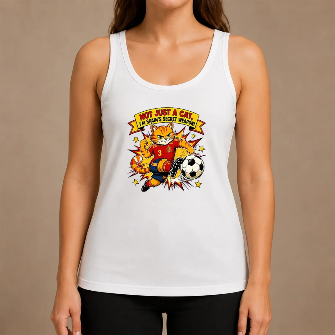 Hot Pretty Spain Soccer Cat Meme Comic Funny Football Humor Tank Top Hot Pretty Spain Soccer Cat Meme Comic Funny Football Humor Tank Top