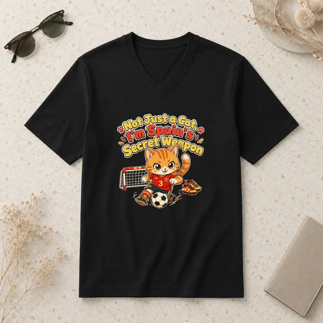 hot-pretty-spain-soccer-cat-meme-funny-soccer-kawaii-v-neck-shirt Hot Pretty Spain Soccer Cat Meme Funny Soccer Kawaii V-Neck Shirt