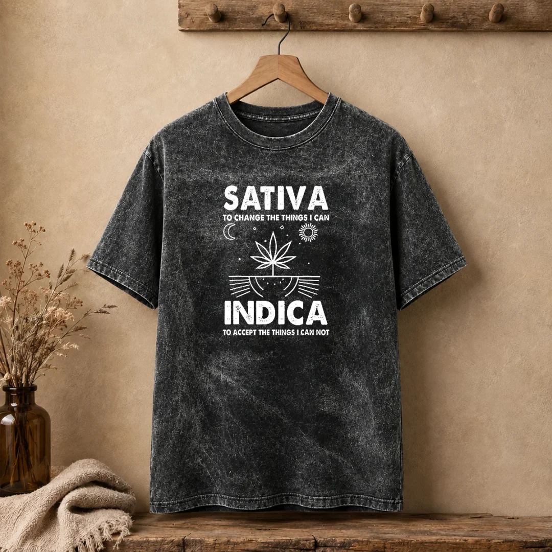 hot-sativa-to-change-the-things-i-can-indica-to-accept-the-things-i-can-not-washed-t-shirt Hot Sativa To Change The Things I Can Indica To Accept The Things I Can Not Washed T-Shirt