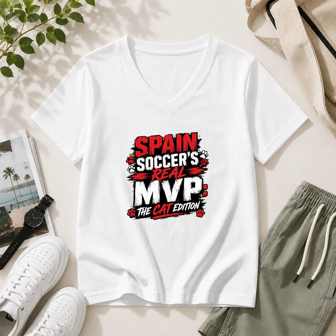 hot-spain-soccer-cat-meme-streetwear-v-neck-shirt Hot Spain Soccer Cat Meme Streetwear V-Neck Shirt