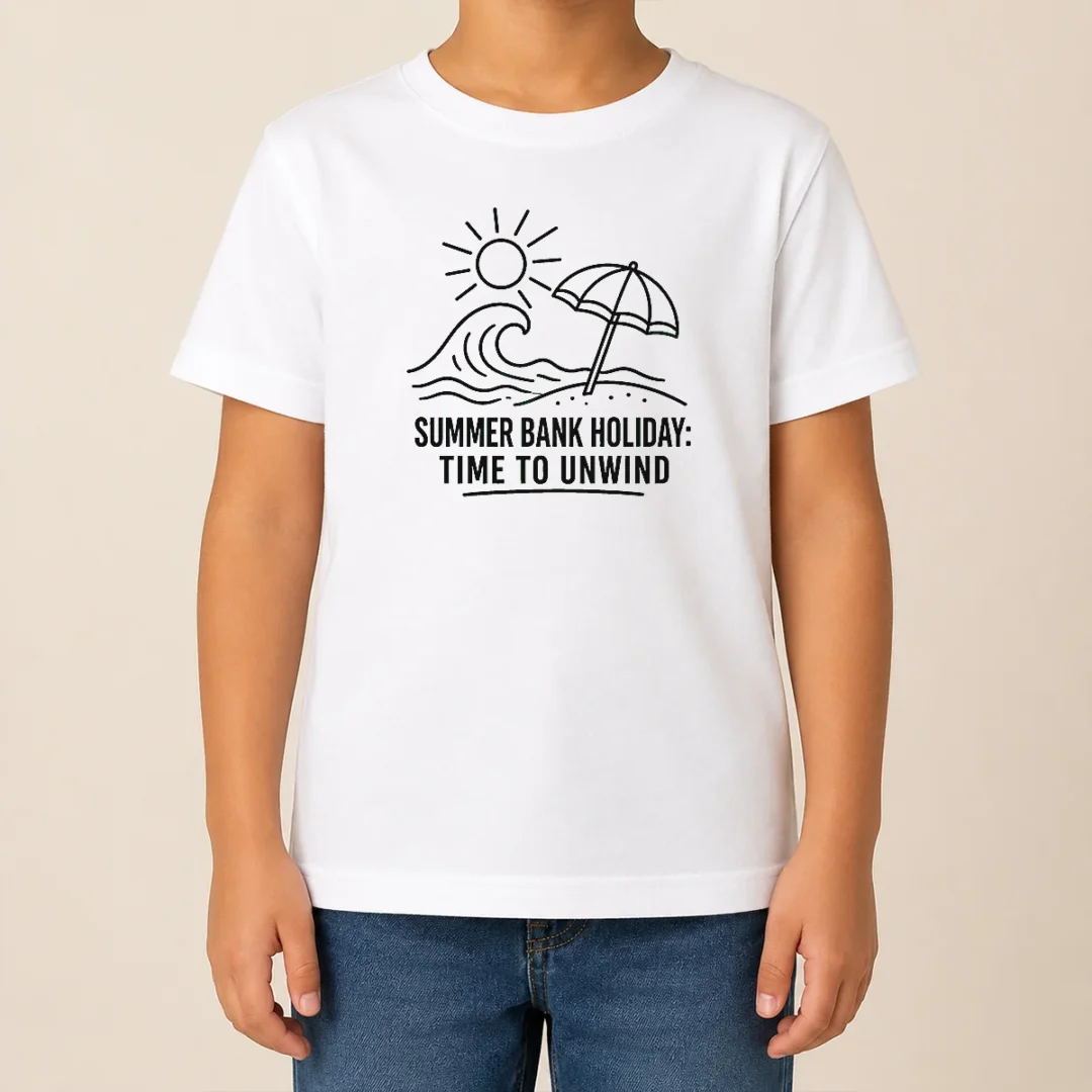 Hot Top Summer Bank Holiday Relaxation Line Art Kids T Shirt Hot Top Summer Bank Holiday Relaxation Line Art Kids T-Shirt