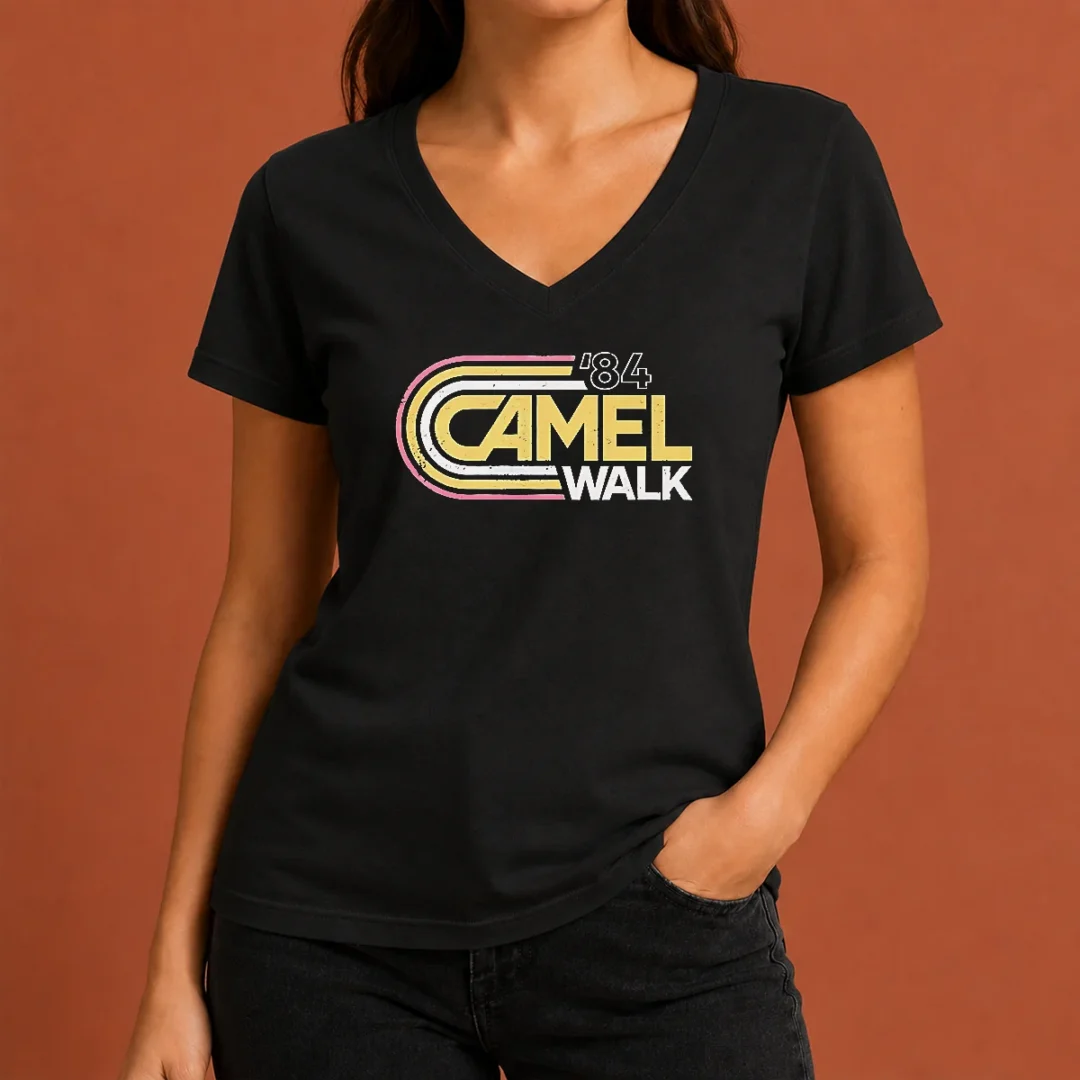 hot-vintage-84-camel-walk-1984-retro-v-neck-shirt Hot Vintage '84 Camel Walk 1984 Retro V-Neck Shirt