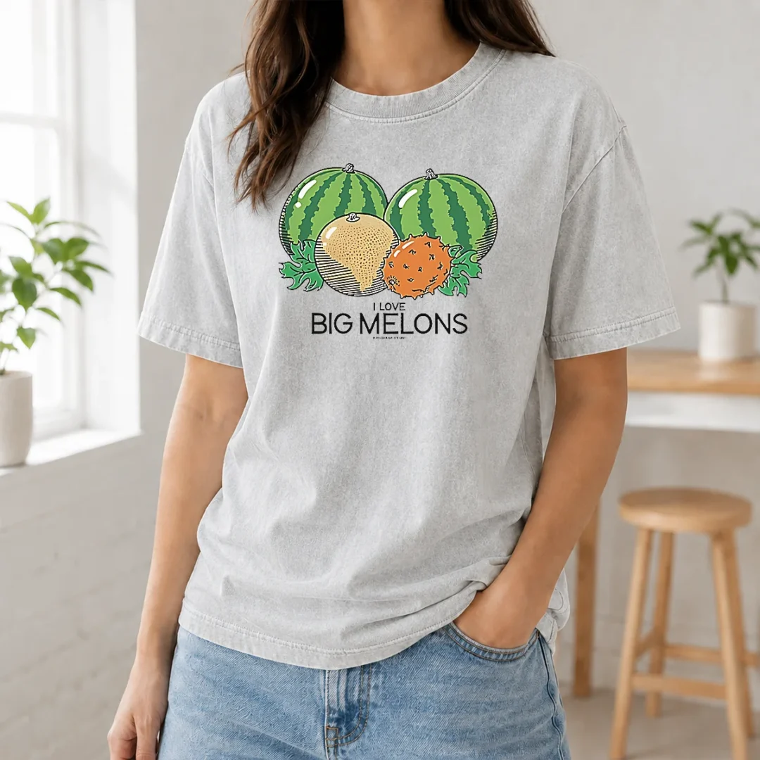 Hot Watermelon Cantaloupe Kiwano Fruit I Love Big Melons Threadheads Studios Washed T Shirt Hot Watermelon Cantaloupe Kiwano Fruit I Love Big Melons Threadheads Studios Washed T-Shirt
