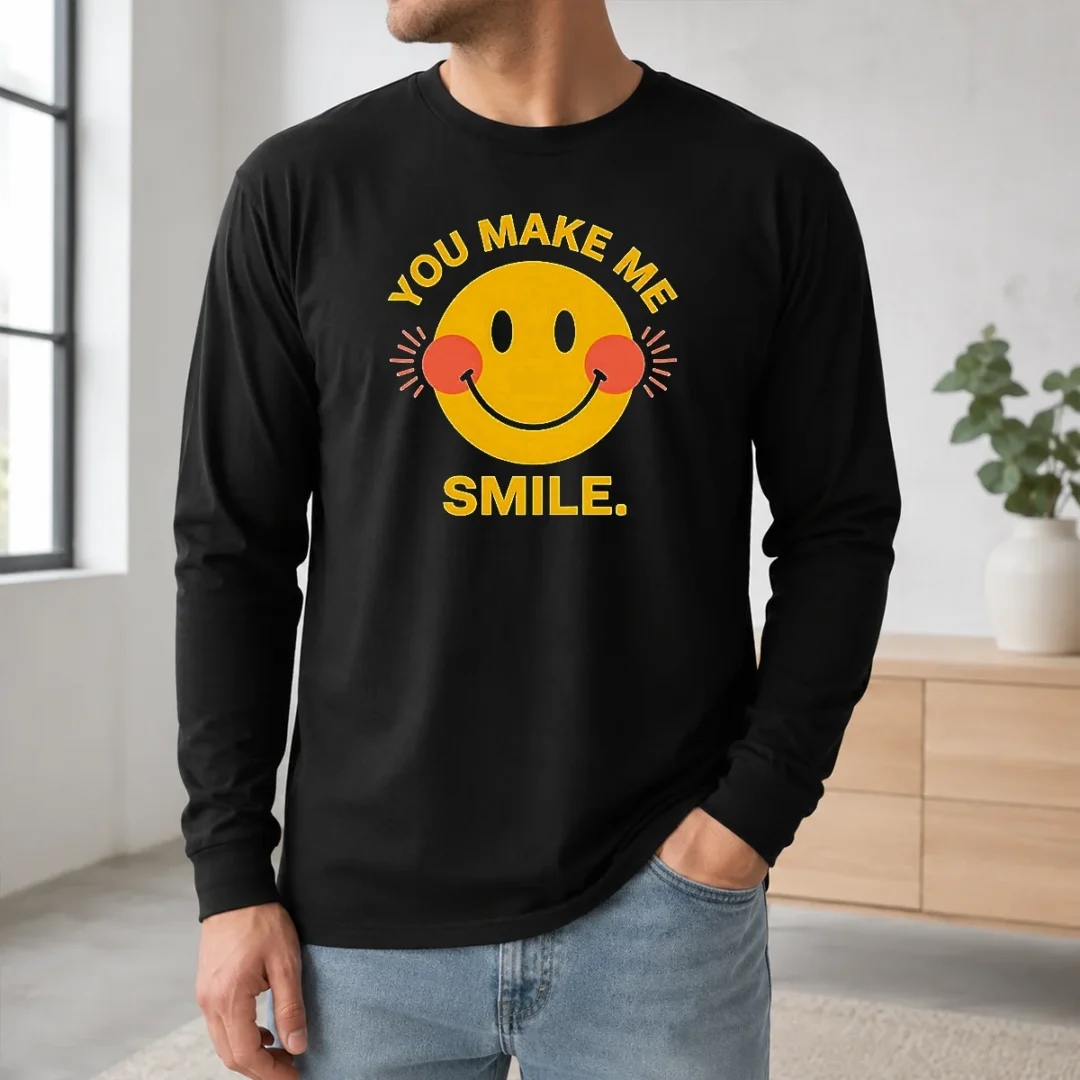 Hot You Make Me Smile Smiley Face Positive Vibes Long Sleeve Shirt Hot You Make Me Smile Smiley Face Positive Vibes Long Sleeve Shirt
