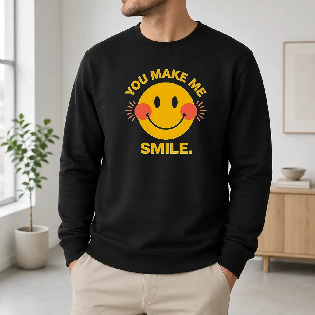 Hot You Make Me Smile Smiley Face Positive Vibes Sweater Hot You Make Me Smile Smiley Face Positive Vibes Sweater