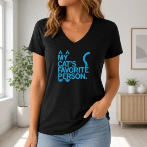 Premium Original My Cat'S Favorite Person Cat Lover Pet Owner V-Neck Shirt