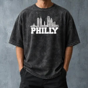Funny Official Philly Skyline Apparel Philadelphia City Silhouette Washed T-Shirt