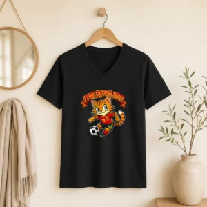 Original Spain Soccer Cat Meme Pop Art V-Neck Shirt
