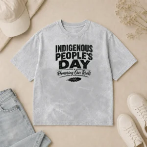 Premium Happy Indigenous Peoples Day Pride Silhouette Washed T-Shirt