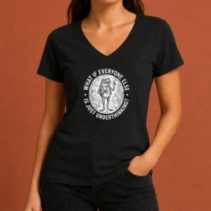 Premium Funny What If Everyone Else Is Just Underthinking Frog Coffee Lover V-Neck Shirt
