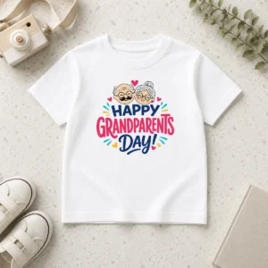 Nice Original Happy Grandparents Day Cute Couple Hearts Typography Kids T-Shirt