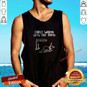 Good Early Worm Gets The Bird Fuck Him Up Gary Cartoon Joke Tank Top