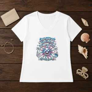 Premium August Holiday Vibes Y2K Chrome Sun V-Neck Shirt