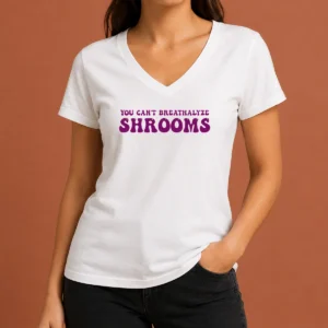 Hot Awesome You Can'T Breathalyze Shrooms Psychedelic V-Neck Shirt