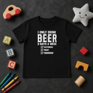 Good Nice Pretty I Only Drink Beer 3 Days A Week Yesterday Today Tomorrow Kids T-Shirt