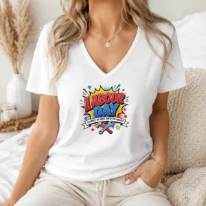 Nice Top Pop Art Comic Labour Day Celebrate Workers V-Neck Shirt