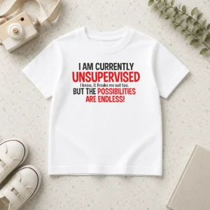 Hot Nice Hot I Am Currently Unsupervised I Know It Freaks Me Out Too Kids T-Shirt