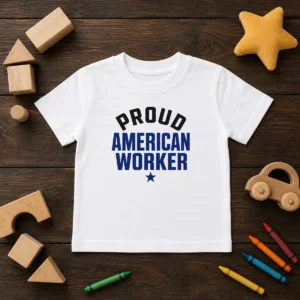 Hot Labour Day Proud American Worker Minimalist Kids T-Shirt