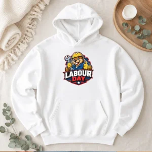 Original Awesome Beaver Mascot Labour Day Thumbs Up Wrench Hoodie